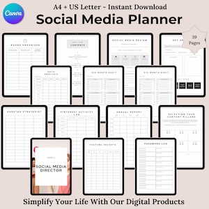 Social Media Planner, Social Media Marketing, Social Media Content Planner, Marketing Strategy Template, Printable Marketing Planner
