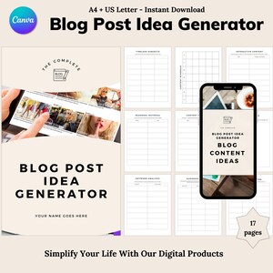 Blog Post Ideas Creator, Editable Content OrganizerTemplate, Blog Post Content Calendar Strategy, Blog Post Planning Content Strategy Ideas