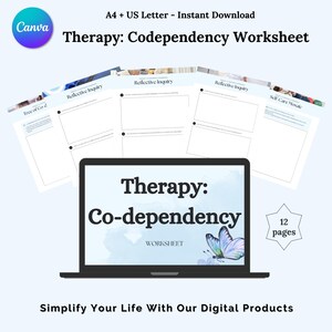 Therapy Codependency, Codependency Recovery Worksheet, Self Help Worksheet for Boundaries, printable Emotional Healing Relationship Guide