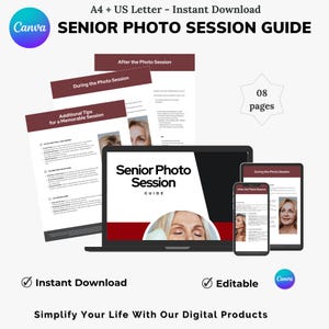 Senior Photo Session, Senior Portrait Photography Guide, Photoshoot Planning Template, Senior Posing Photography Tips
