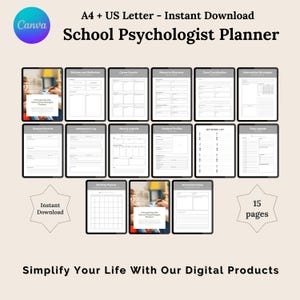 Schulpsychologe Planer, Schultherapeut Planer, Schultherapeut Psych Planer, Adhd Therapie Werkzeuge, druckbare Planer