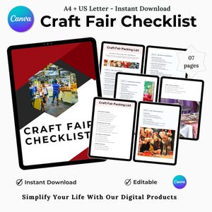Craft Fair Checklist, Craft Show Organizer Event Planning Template, Booth Setup Checklist Guide, Printable Craft Show Tracker