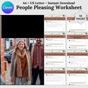Boundaries Worksheet, People Pleasing Worksheet, Self Esteem Therapy Worksheet, Confidence Therapy Coaching Templates, Instant Download