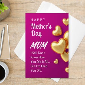 Funny Mother’s Day Card | Gift for Her | Mum Card | Happy Mother’s Day Gift | Minimalist Mum Card | Home Decor Gift | Wall Art Style Card