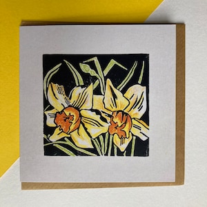 Narcissus Card - Linocut design • Print • Daffodil • Spring • Easter • Flower