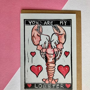 You Are My Lobster - Card • Linocut design • Print • Love • Valentine • Valentine&#39;s Day