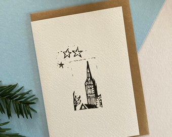 Salisbury Stars - Christmas Card • Linocut design • Print • Merry Christmas • Xmas Card