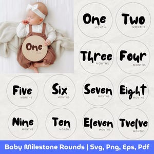 Bundle bébé étape importante svg, svg d'étape mensuelle, faire-part de bébé, svg de statistiques de naissance, Cricut Silhouette, marqueurs d'étape