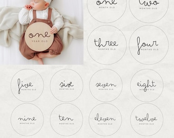 Pacchetto SVG Baby Milestone Rounds: statistiche di nascita, mesi 1-12 (download digitale)