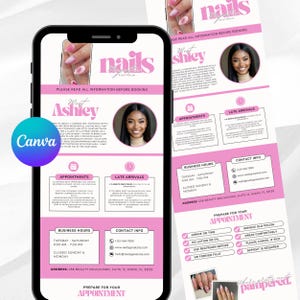 Pink Acuity Scheduling Template for Nail Tech, Nail Tech Acuity Website, DIY Acuity Website, Nail Tech Template, Nail Salon Canva Template