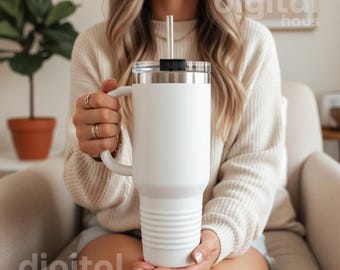 White 40oz Tumbler Mockup, Tumbler Template, Blank Tumbler PNG JPG, Sublimation Mockup, Product Photography, Instant Download Digital File