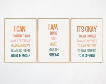 Kids Affirmation Poster Set: Playroom Classroom Decor (Digital Download)