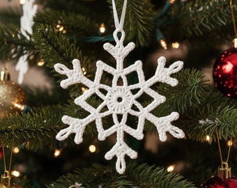 Crochet Snowflake Pattern PDF,  Lace Snowflake Ornament Pattern, Crochet Christmas Ornament, DIY Winter Decor