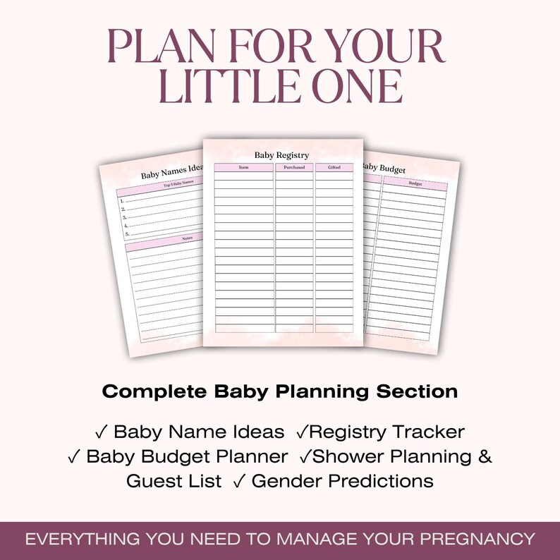 Weekly Program Baby Pregnancy Journal Printable With Medical Tracker, Weekly Baby Tracker ...