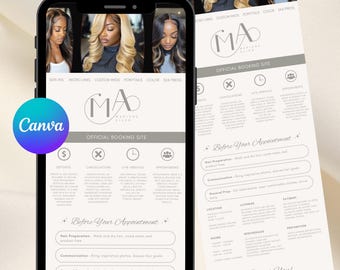 Cream Acuity Scheduling Template: Hair, Lash & Makeup Booking Site (Canva Editable, Digital Download)
