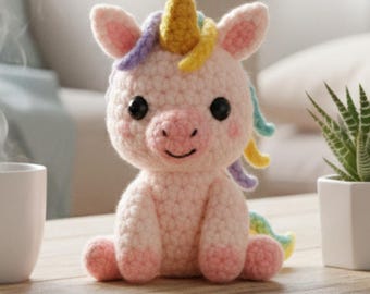 Unicorn Crochet Pattern PDF, Amigurumi Unicorn Tutorial, Beginner Friendly Unicorn Plush Pattern, Rainbow Unicorn Crochet, Instant Download
