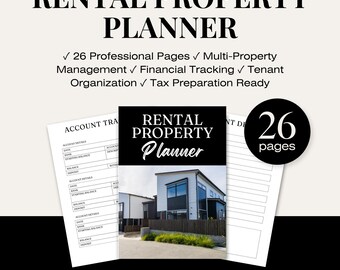 Rental Property Planner Printable Landlord Organizer Real Estate Investment Tracker Property Management Digital Download Editable Template