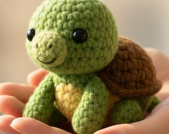 Patrón de tortuga a crochet en PDF, tutorial de tortuga amigurumi, patrón de tortuga de peluche para principiantes, linda tortuga marina a crochet, descarga instantánea