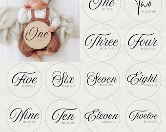 Paquete SVG de hitos del bebé, estadísticas de nacimiento, accesorios fotográficos mensuales, archivos de corte de silueta para Cricut, descarga digital