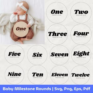 Bundle bébé étape importante svg, svg d'étape mensuelle, faire-part de bébé, svg de statistiques de naissance, Cricut Silhouette, marqueurs d'étape