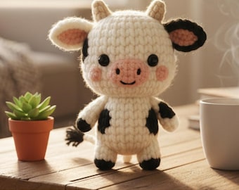 Cow Crochet Pattern, Amigurumi Pattern, Easy Crochet Pattern PDF, Cow Plush, Farm Animal Crochet Instructions