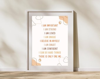 Kids Affirmation Poster: Positive Daily Affirmations Wall Art (Digital Download)
