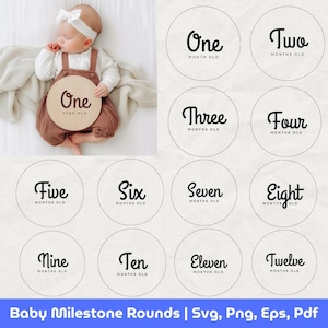 Bundle bébé étape importante svg, svg d'étape mensuelle, faire-part de bébé, svg de statistiques de naissance, Cricut Silhouette, marqueurs d'étape