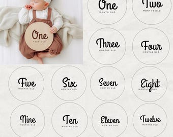 Baby Milestone Rounds SVG Bundle: Birth Stats, Monthly Markers (Digital Download)