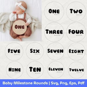 Bundle bébé étape importante svg, svg d'étape mensuelle, faire-part de bébé, svg de statistiques de naissance, Cricut Silhouette, marqueurs d'étape