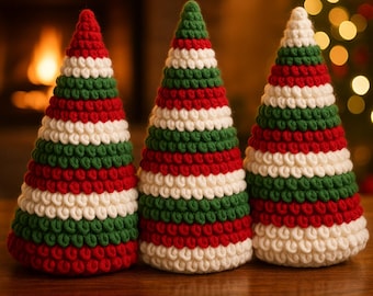 Crochet Christmas Tree Pattern PDF, Loop Stitch Tree Decor, DIY Holiday Decor, Crochet Christmas Decor, Amigurumi Pattern