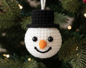 Snowman Crochet Ornament Pattern PDF, Amigurumi Snowman Christmas Ornament, Christmas Decor, Holiday DIY, Beginner Friendly