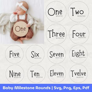 Bundle bébé étape importante svg, svg d'étape mensuelle, faire-part de bébé, svg de statistiques de naissance, Cricut Silhouette, marqueurs d'étape