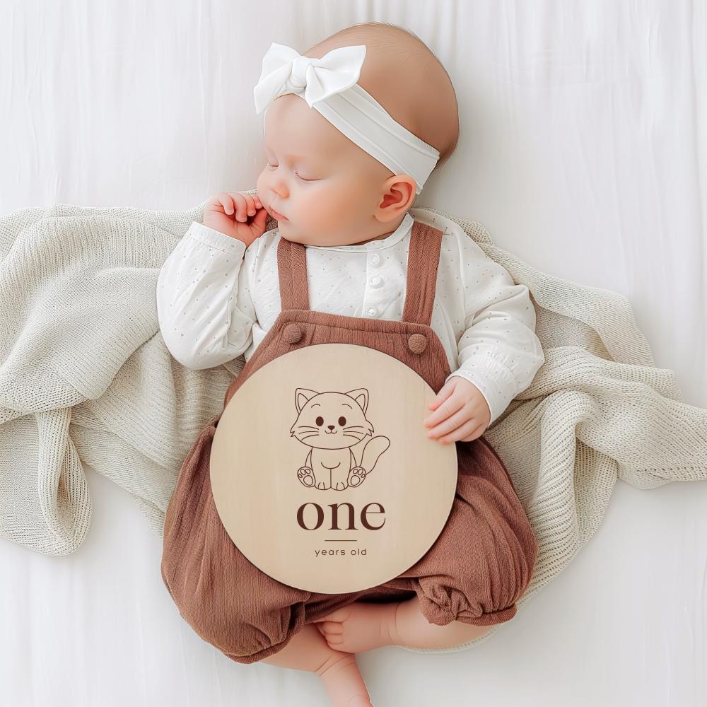 Animal Baby Milestone Rounds SVG Bundle: Birth Stats, Monthly Markers ...