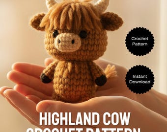 Highland Cow Crochet Pattern, Cow Plush Pattern, Amigurumi Cow Pattern, Crochet Pattern PDF,   Farm Animal Pattern, Scottish Cow