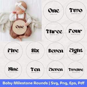Bundle bébé étape importante svg, svg d'étape mensuelle, faire-part de bébé, svg de statistiques de naissance, Cricut Silhouette, marqueurs d'étape