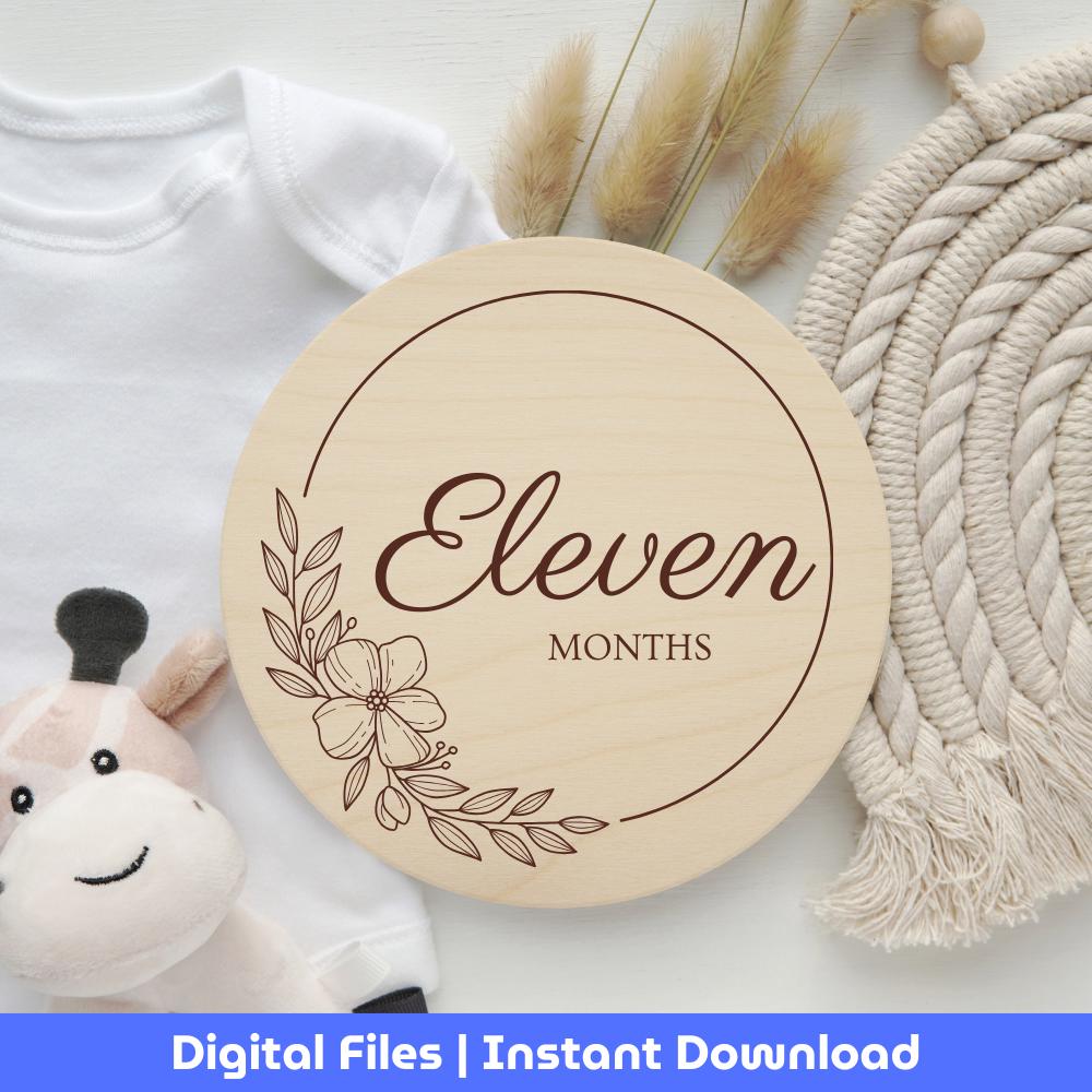 Baby Milestone Rounds SVG Bundle: Floral Monthly Markers (digital ...