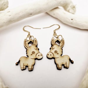 Laser Cut Earrings File: Cute Donkey - Animal Earrings - Farm earrings svg - Original Farm Animals Chibi Collection
