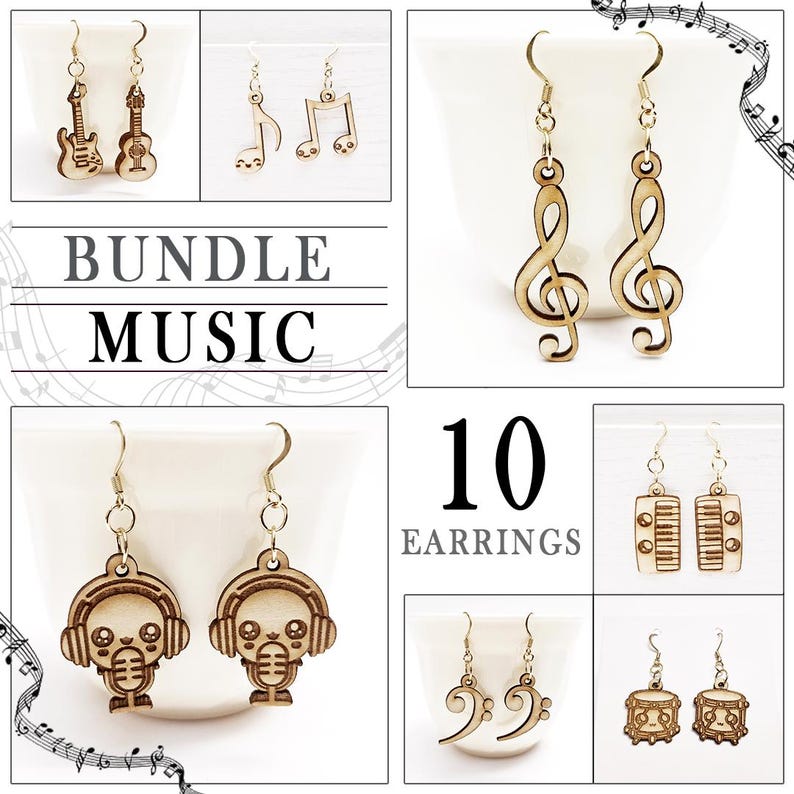 Whole Shop Bundle: Wood Earrings svg Laser Cut Files - Life Access - 200+ Original Homemade Designs - Mega Bundle - 1 Bundle Added Monthly image 9