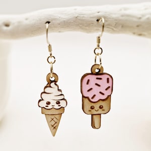 Ice Cream Earring svg Laser Cut Wood - Food Earrings svg cute files - Dessert Earrings - Cute Chibi Style Collection