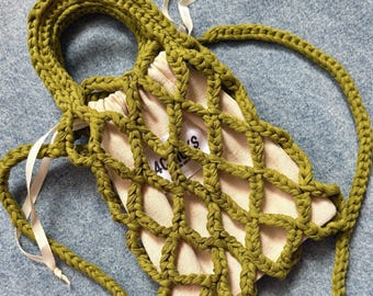 Crochet Mini Crossbody Bag: Handmade T-Shirt Yarn Market Bag