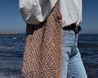 Handgemachte Gehäkelte Markttasche: Leichte Strick Strandtasche