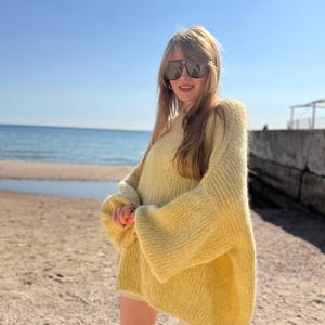 Oversized Mohair Blend Sweater - Chunky Knit Jumper, Cozy Fall Fashion