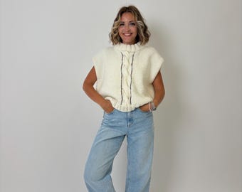 Handgestrickte grobstrick Weste: ärmelloses Oversized Top