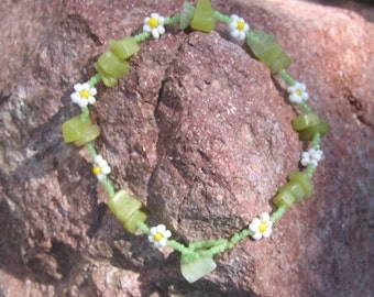 Beaded Flowers with Semi-Precious Stone Bracelets