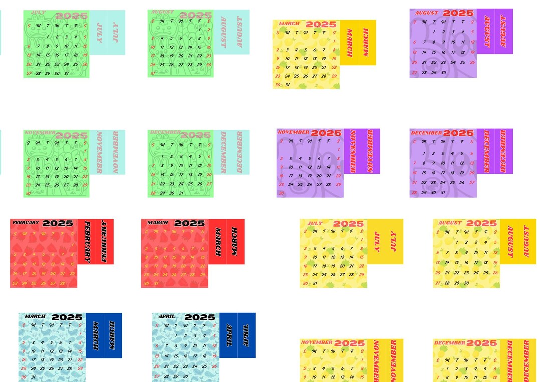 Multiply Color 2025 Printable Calendar Index Tabs | Journal Tabs for ...