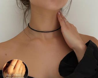 Black Choker, Obsidian Necklace, Protective Energy Stone, Elegant Jewelry