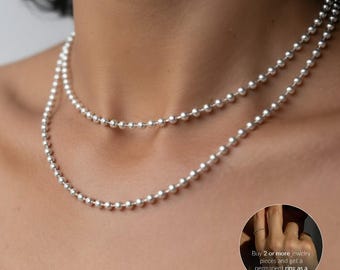Silver Ball Chain Necklace – Minimalist Ball Bead Chain Jewelry