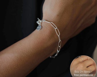 Paperclip Bracelet – Modern Sterling Silver Chain Jewelry, Perfect Gift for Him or Her