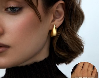 Drop Earrings Gold & Silver, Chunky Gold Earrings