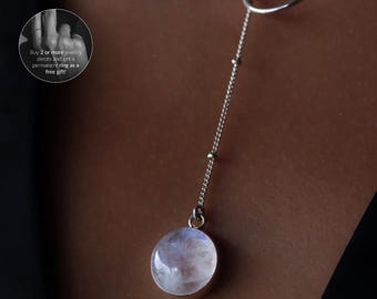 Moon Pendant, Natural Moonstone, Dainty Necklace, Jewelry Gift